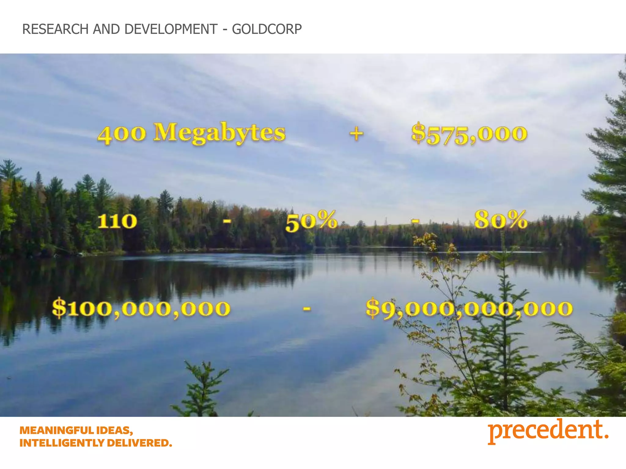 RESEARCH AND DEVELOPMENT - GOLDCORP

 