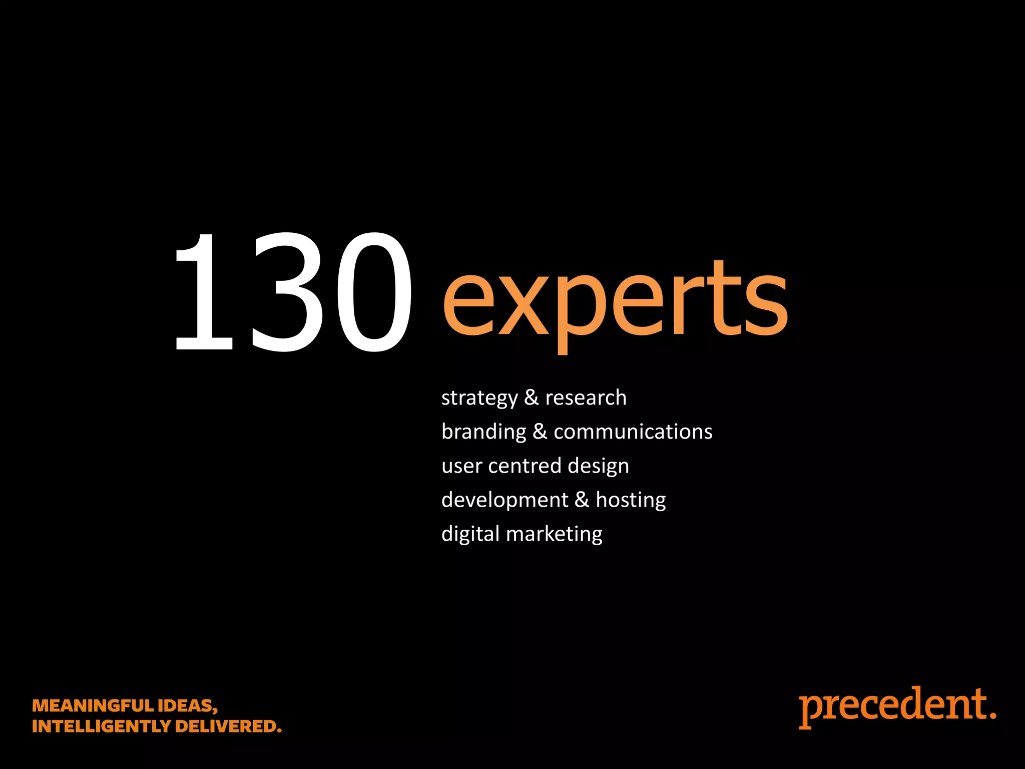 80 experts
130
strategy & research
branding & communications
user centred design
development & hosting
digital marketing

 