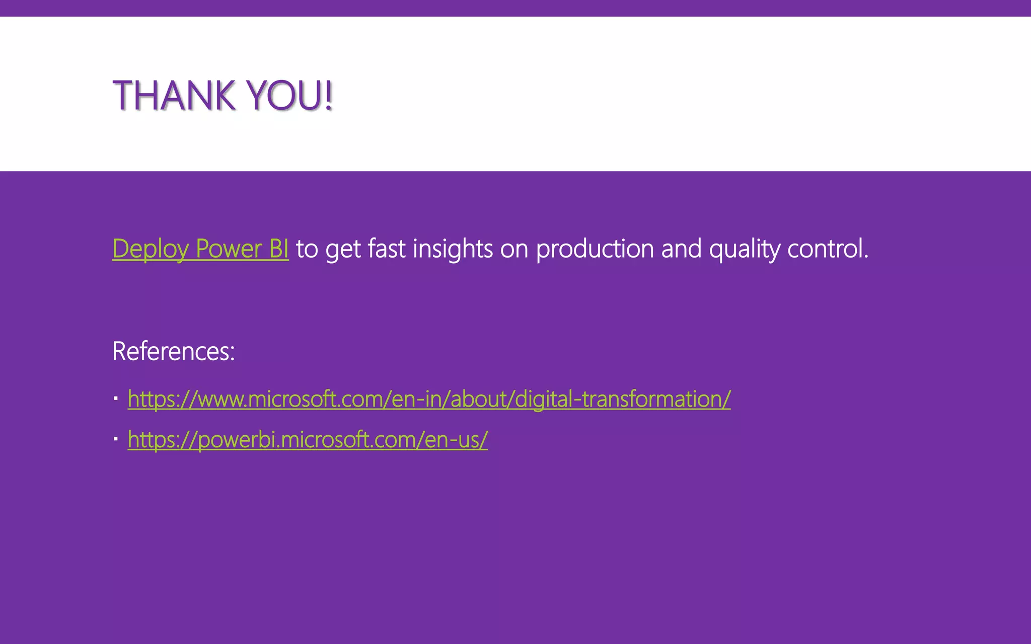  Rolls-Royce uses a combination of Microsoft Azure and Power BI to fundamentally
transform how it uses data to better serve its airline customers, offering a
comprehensive engine maintenance service based on the predictive insights
derived from the growing volume of data generated by the aircraft itself.
 With over 13,000 engines in commercial use, the combination of Microsoft Azure
and Power BI helps Rolls-Royce to minimize the cost and disruption associated
with maintenance activities for its customers.
 Video: https://www.youtube.com/watch?v=B3CZXp-RK0g
CASE STUDY
 