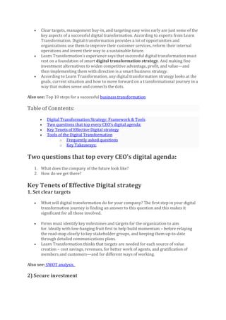 Digital Transformation Strategy: Framework & Tools | PDF