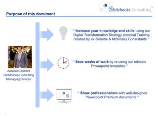 22
Aurelien Domont
Slidebooks Consulting
Managing Director
“ Show professionalism with well-designed
Powerpoint Premium do...