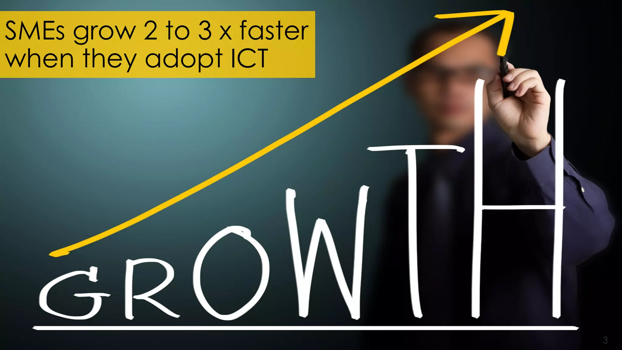 3
SMEs grow 2 to 3 x faster
when they adopt ICT
 