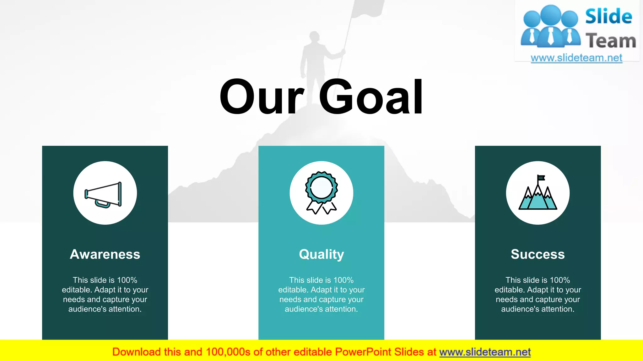 Our Goal
18
This slide is 100%
editable. Adapt it to your
needs and capture your
audience's attention.
Awareness
This slide is 100%
editable. Adapt it to your
needs and capture your
audience's attention.
Quality
This slide is 100%
editable. Adapt it to your
needs and capture your
audience's attention.
Success
 