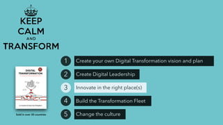 Create your own Digital Transformation vision and plan1
Create Digital Leadership2
Innovate in the right place(s)3
Build the Transformation Fleet4
Change the culture5Sold in over 30 countries
 