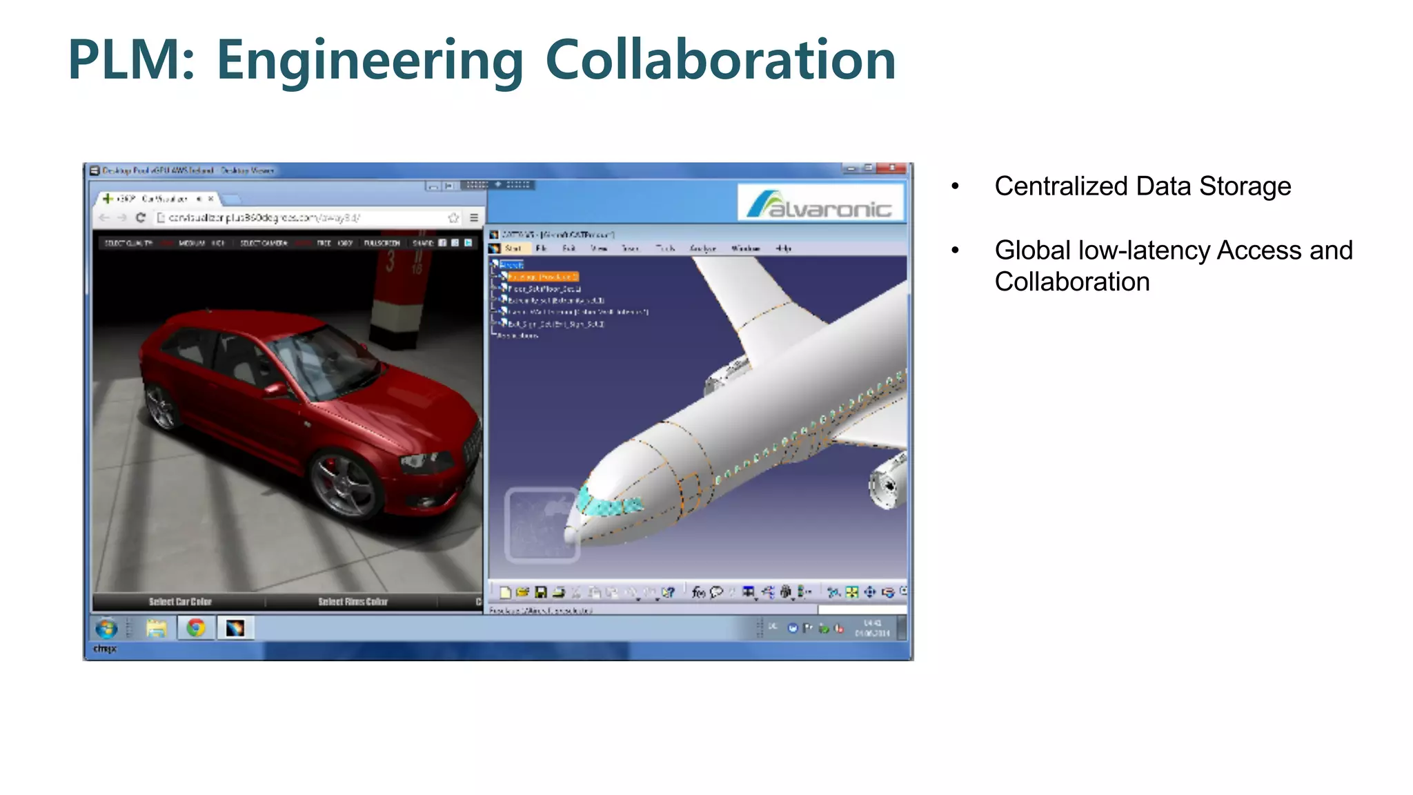 PLM: Engineering Collaboration
• Centralized Data Storage
• Global low-latency Access and
Collaboration
 