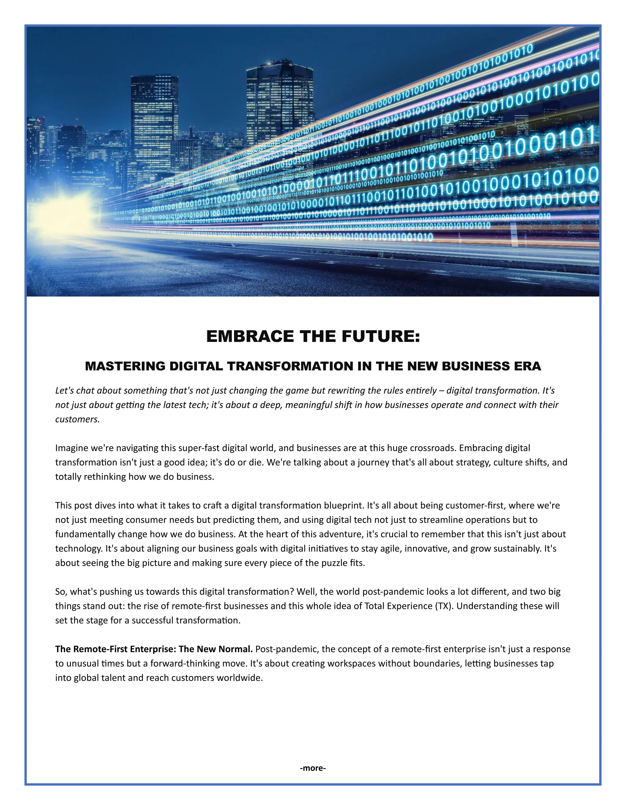 MASTERING DIGITAL TRANSFORMATION IN THE NEW BUSINESS ERA | PDF