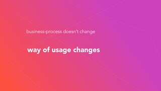 business-process doesn’t change
way of usage changes
 