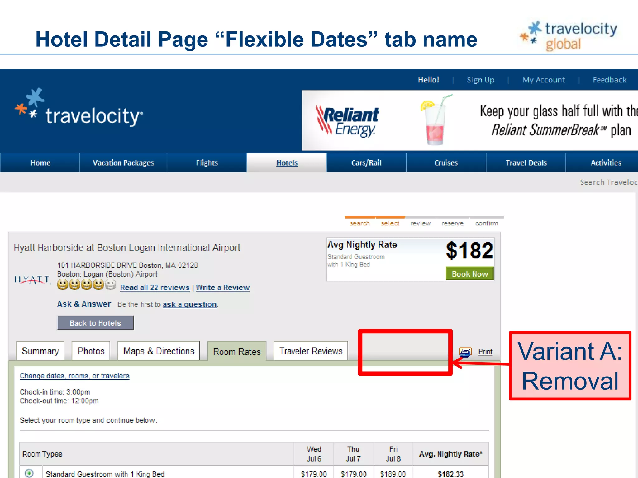 C O N F I D E N T I A L
Hotel Detail Page “Flexible Dates” tab name
Variant A:
Removal
 