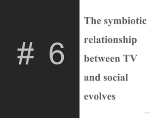 # 6

The symbiotic
relationship
between TV
and social
evolves
| p. 25

 