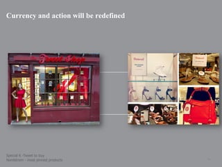 Currency and action will be redefined

Special K -Tweet to buy
Nordstrom - most pinned products

| p. 30

 