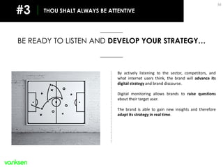 THOU SHALT ALWAYS BE ATTENTIVE
56
BE READY TO LISTEN AND DEVELOP YOUR STRATEGY…
#3
By actively listening to the sector, co...