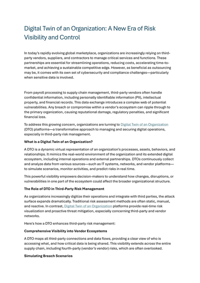 Digital Twin of an Organization: A New Era of Risk Visibility and ...