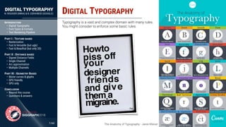 DIGITAL TYPOGRAPHY
N. ROUGIER (INRIA) & B. ESFAHBOD (GOOGLE)
/60
INTRODUCTION
• Digital Typography
• Font Types & Formats
...