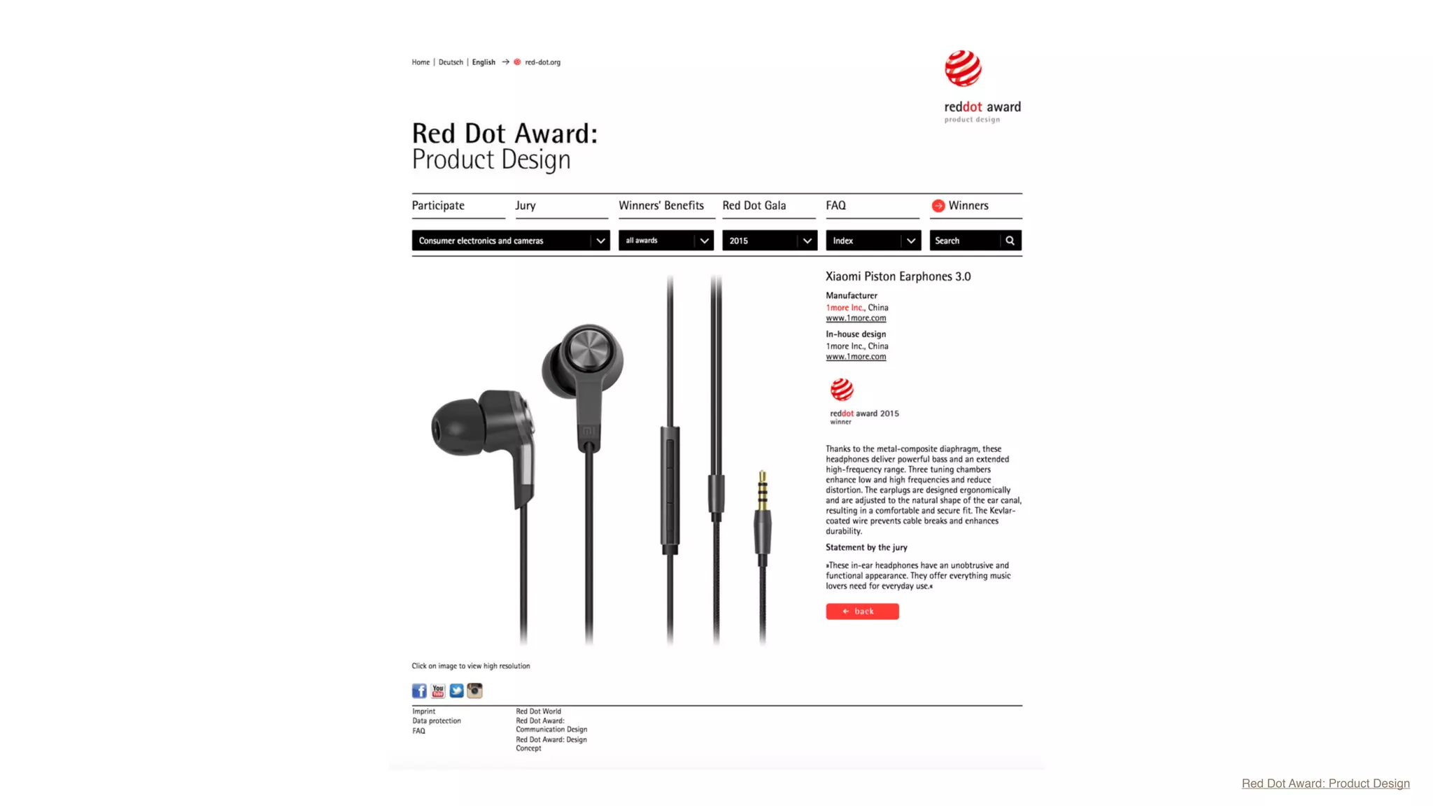 Red Dot Award: Product Design
 