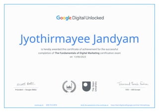 Jyothirmayee Jandyam
13/06/2023
https://learndigital.withgoogle.com/link/1tb5mplmosg
DZD TC3 WT4
 