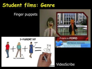 Student films: Genre
Finger puppets
VideoScribe
 