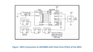 Figure : 8051 Connection to ADC0804 with Clock from XTAL2 of the 8051
 