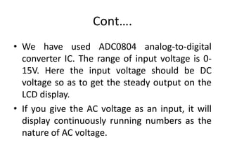 Digital voltmeter using 89c51 microcontroller | PPTX