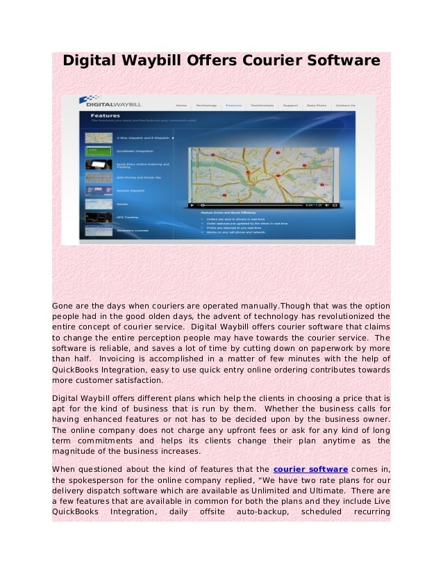 Digital Waybill Offers Courier Software