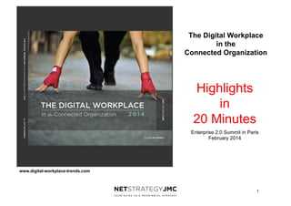 The Digital Workplace
in the
Connected Organization

Highlights
in
20 Minutes
Enterprise 2.0 Summit in Paris
February 2014

www.digital-workplace-trends.com

1

 