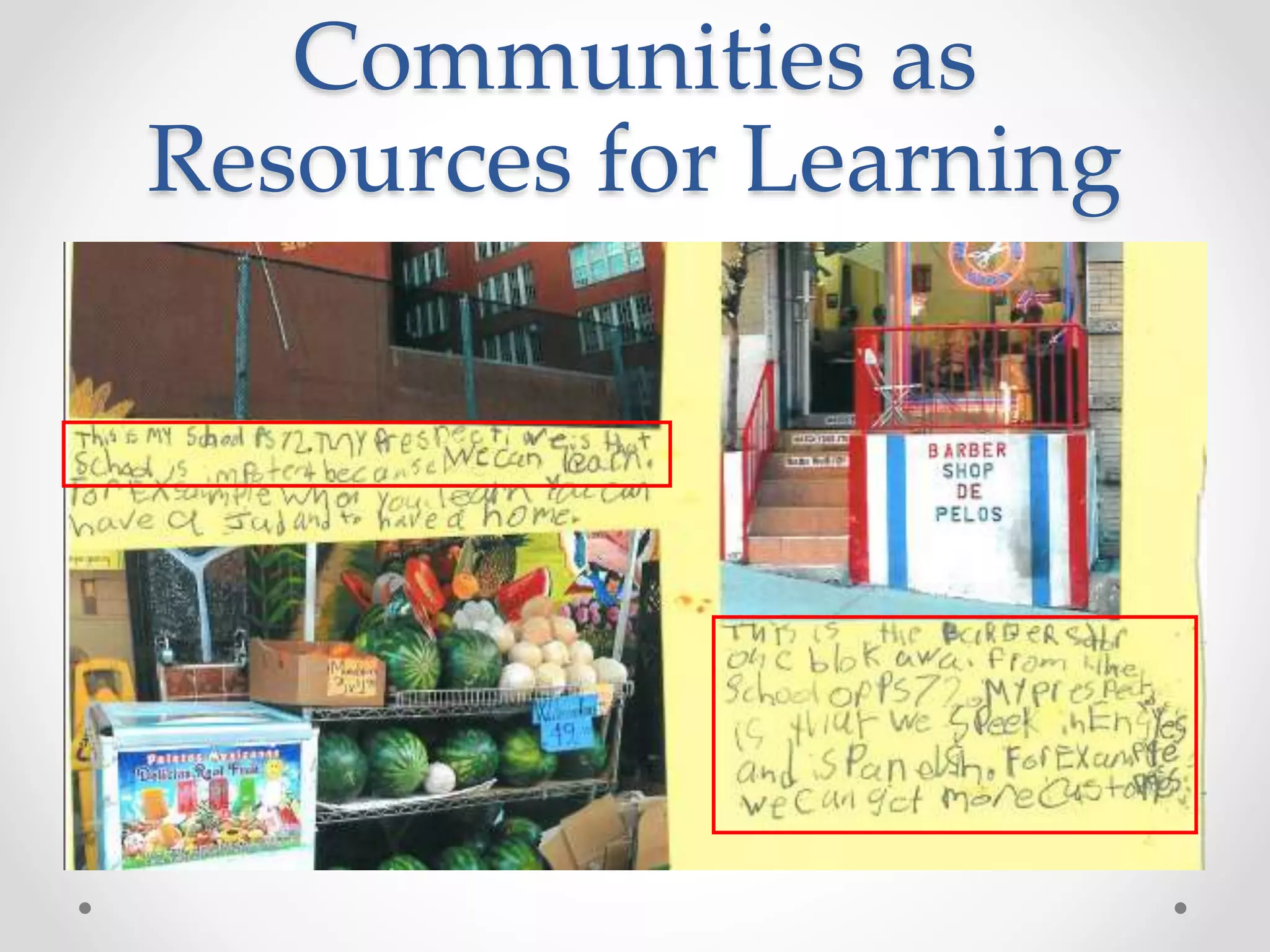 Communities as
Resources for Learning
 
