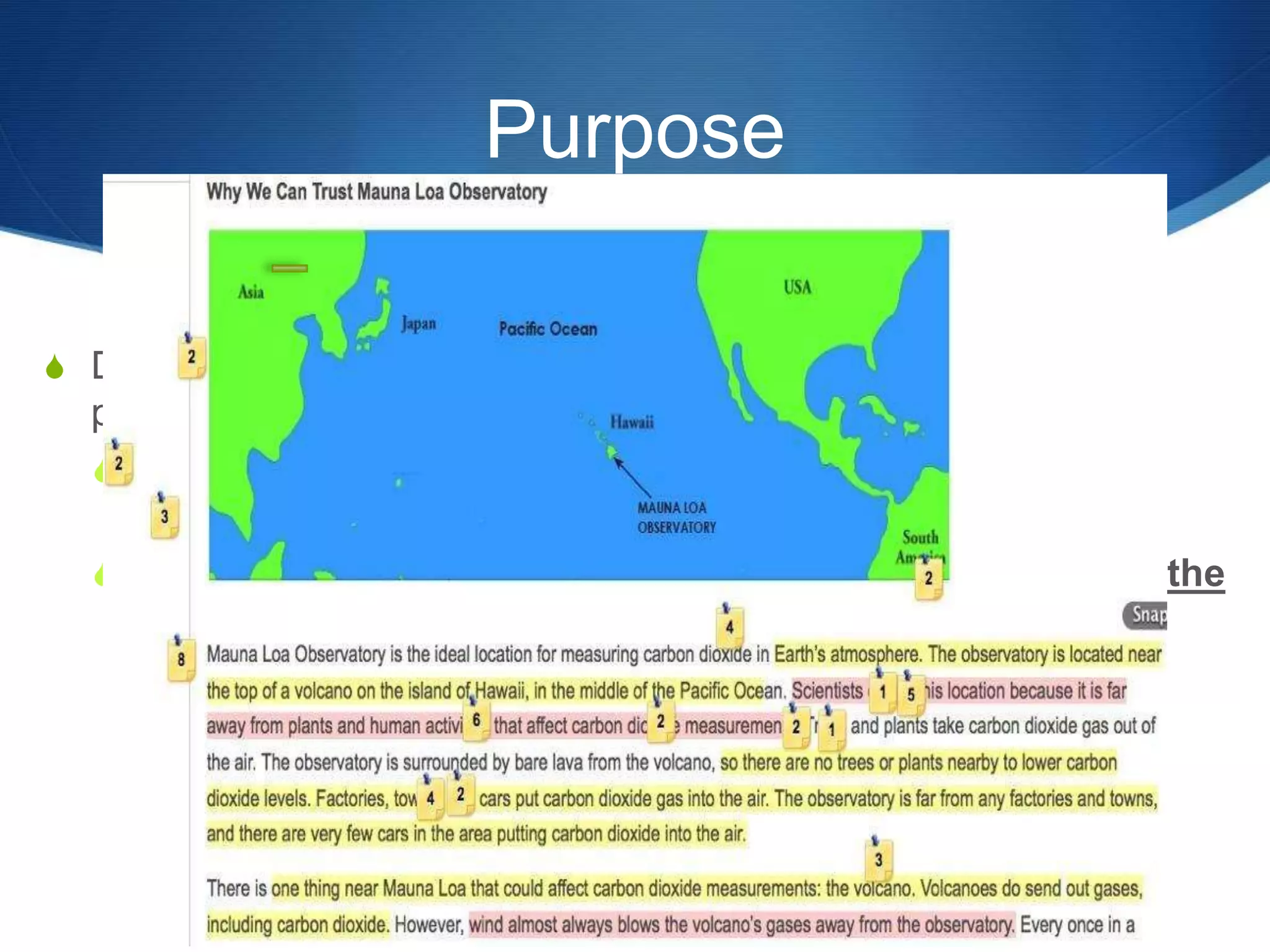 Purpose
S Diigo app and Chromebook laptops were the collaboration
platform
S Students added sticky notes with their questions and
connections
S Co-constructed understanding that went beyond ideas in the
text
Literacy Research Association Conference 2015 Carlsbad,
CA
 