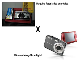 X Máquina fotográfica analógica Máquina fotográfica digital 