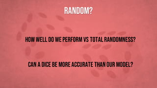 Random?
How well do weperformvs totalrandomness?
Can a dice be moreaccurate thanour MODEL?
 