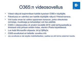 Adobe Spark Video
4. Äänitä halutessasi lopuksi selostus,
joka tehdään yhteen diaan kerrallaan.
Voit vaihtaa teemaan kuuluvan
taustamusiikin tai hiljentää sitä, jotta
selostus kuuluu.
5. Kun olet valmis, esikatsele video:
jatka editointia tai valitse Share.
6. Anna videon lisätiedot ja jaa tarina
haluamaasi paikkaan.
Kun tallennan videon iPadin kameran
rullaan tai tietokoneellesi, saat jaettua
sen sieltä esim. YouTubeen. Yhden dian
esikatselu
Koko tarinan
esikatselu
 