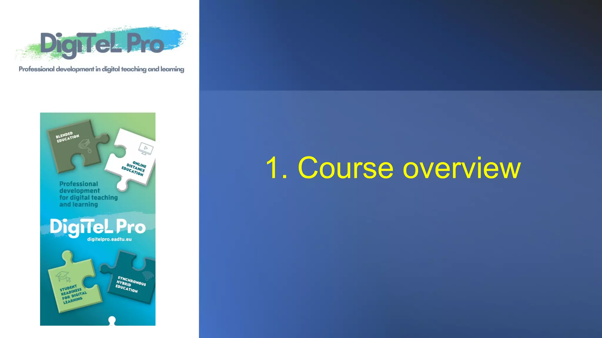 1. Course overview
 