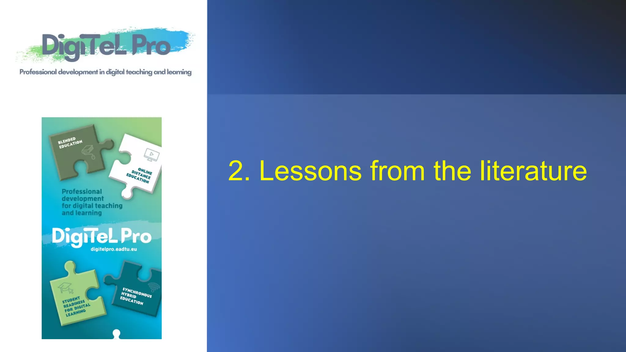 2012
2. Lessons from the literature
 