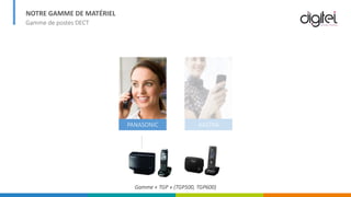 NOTRE GAMME DE MATÉRIEL
Gamme de postes DECT
PANASONIC AASTRA
Gamme « TGP » (TGP500, TGP600)
 