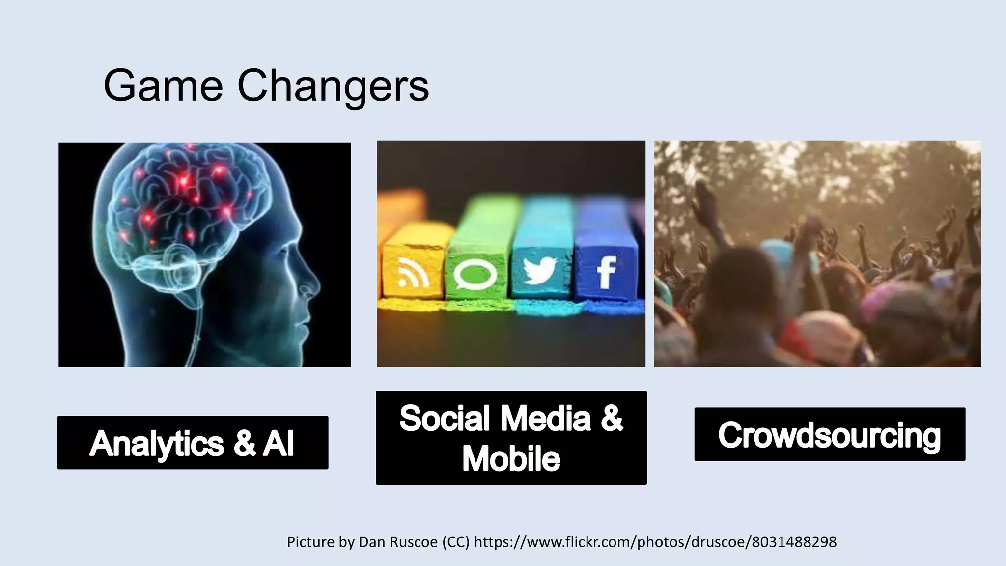 Picture by Dan Ruscoe (CC) https://www.flickr.com/photos/druscoe/8031488298
Game Changers
 