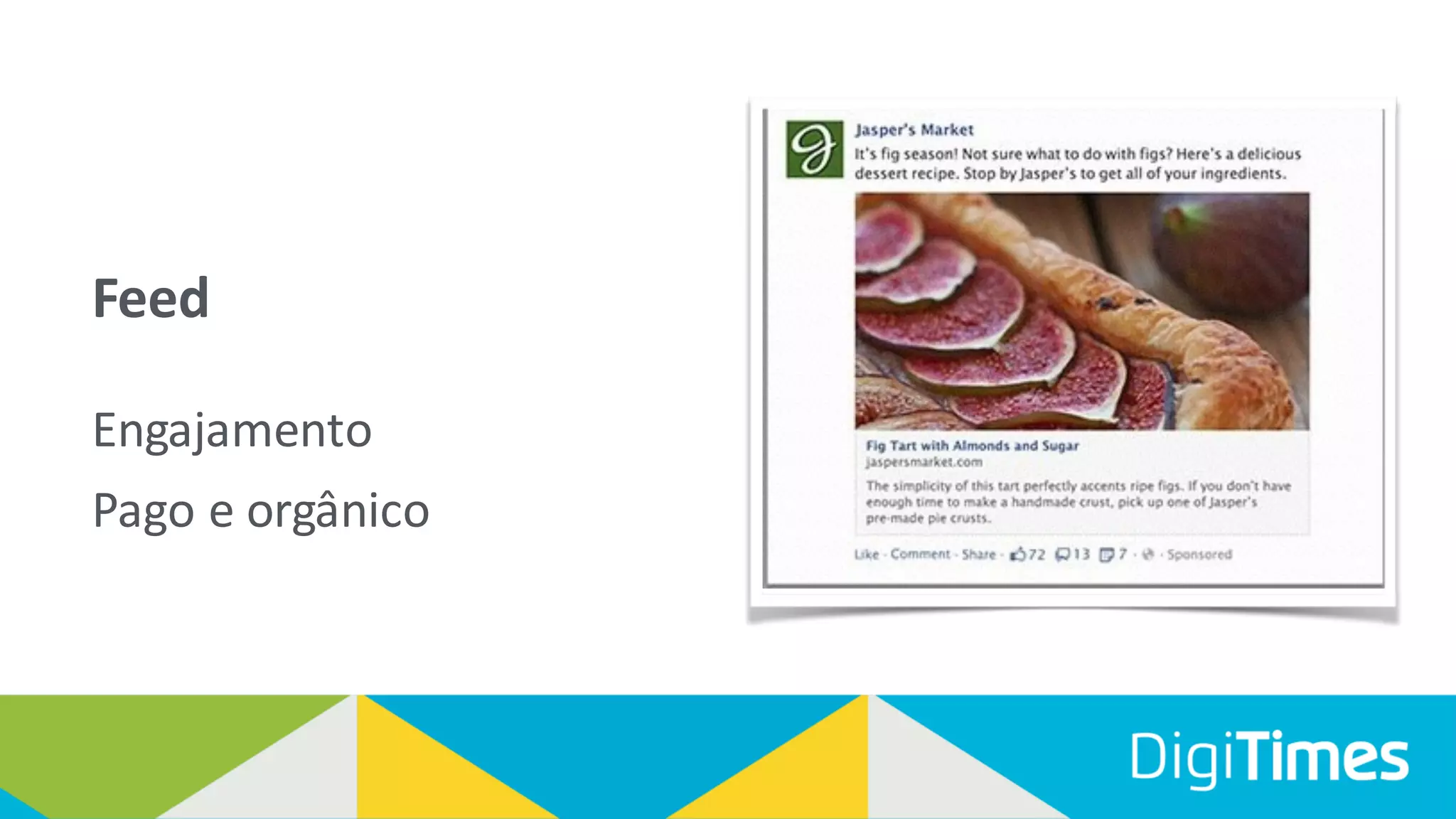 Engajamento
Pago e orgânico
Feed