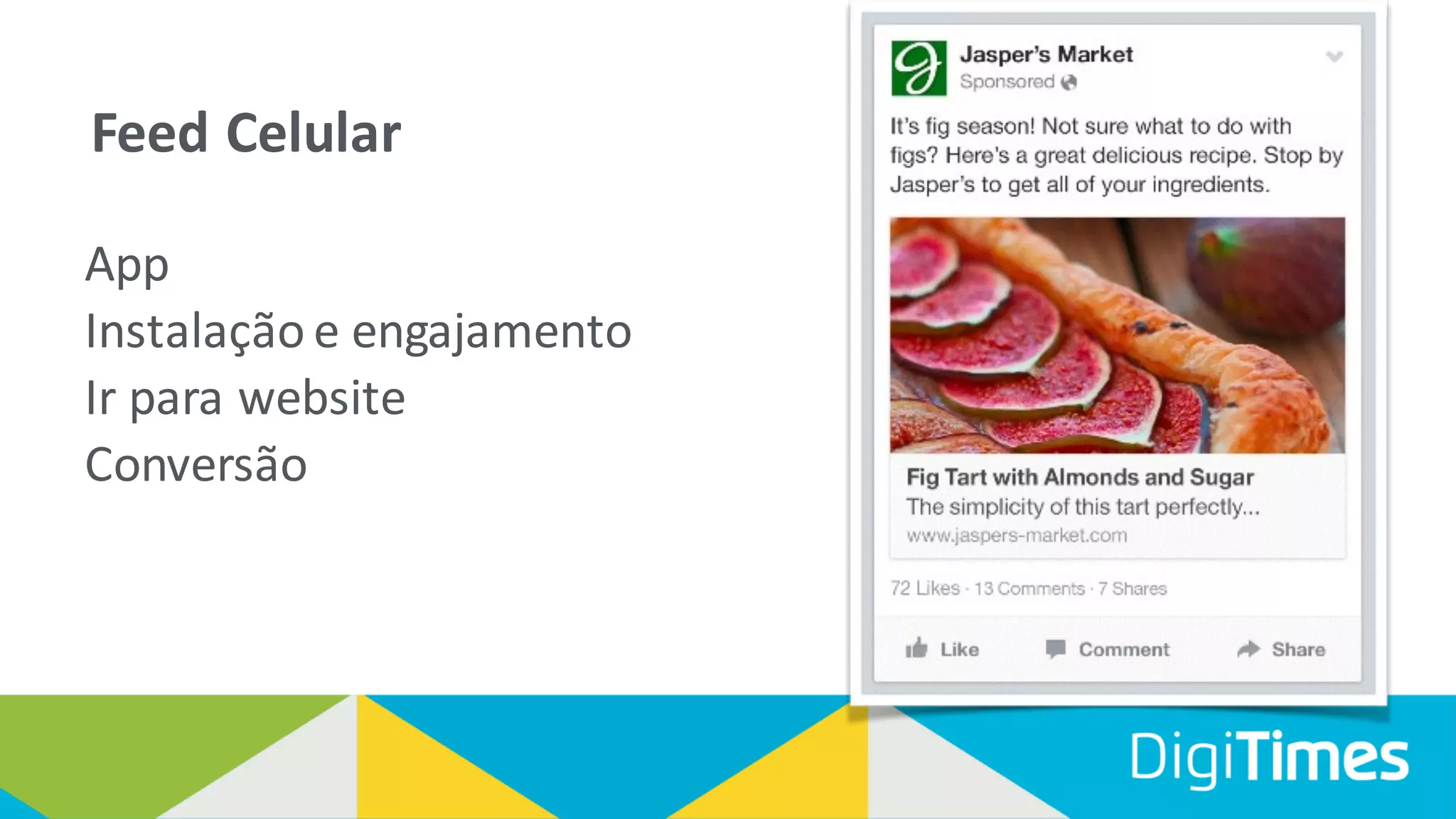 App
Instalação e engajamento
Ir para website
Conversão
Feed Celular