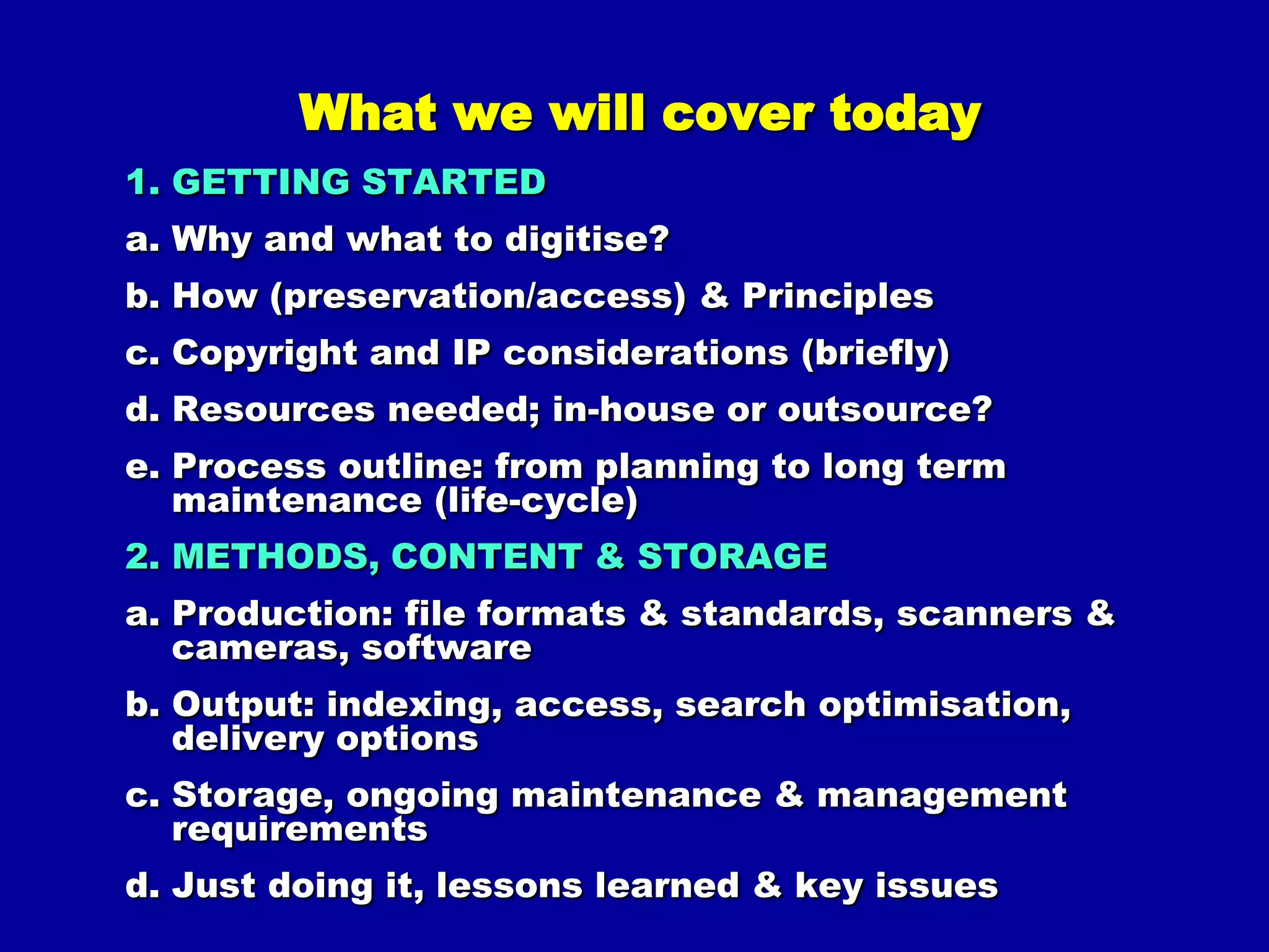 Mass digitisation programs: Google, Microsoft, Yahoo, Open Content Alliance (OCA),  Internet Archive