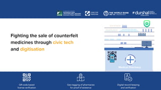 Medical Pharmacy
Fighting the sale of counterfeit
medicines through civic tech
and digitisation
 