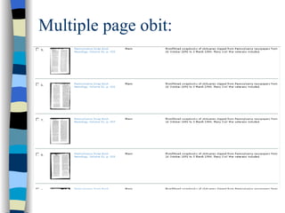 Multiple page obit: 