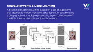 A branch of machine learning based on a set of algorithms
that attempt to model high level abstractions in data by using
a deep graph with multiple processing layers, composed of
multiple linear and non-linear transformations.
Neural Networks & Deep Learning
 