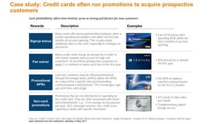 Case study: Credit cards often run promotions to acquire prospective
customers
Sources: CGAP, Lessons from Card Space for ...