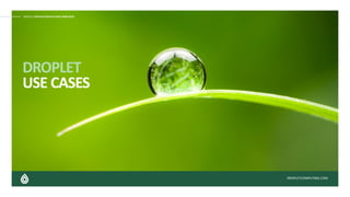 DROPLET APPLICATION DELIVERY SIMPLIFIED
DROPLETCOMPUTING.COM
DROPLET APPLICATION DELIVERY SIMPLIFIED
DROPLET
USE CASES
 