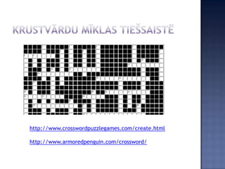 http://www.crosswordpuzzlegames.com/create.html

http://www.armoredpenguin.com/crossword/
 