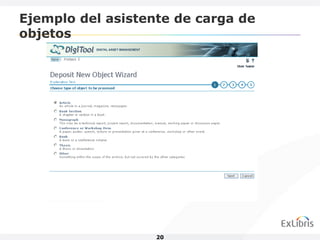 Ejemplo del asistente de carga de
objetos




                   20
 