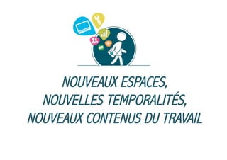 NOUVEAUX ESPACES,
NOUVELLES TEMPORALITÉS,
NOUVEAUX CONTENUS DU TRAVAIL

 