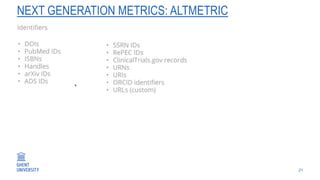 21
NEXT GENERATION METRICS: ALTMETRIC
 
