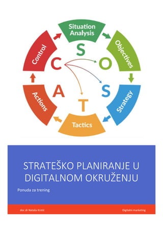 STRATEŠKO PLANIRANJE U
DIGITALNOM OKRUŽENJU
Ponuda za trening
doc dr Nataša Krstić Digitalni marketing
 
