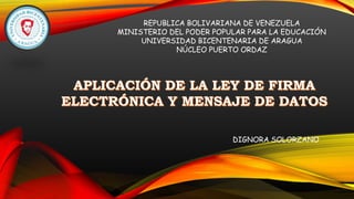 REPUBLICA BOLIVARIANA DE VENEZUELA
MINISTERIO DEL PODER POPULAR PARA LA EDUCACIÓN
UNIVERSIDAD BICENTENARIA DE ARAGUA
NÚCLEO PUERTO ORDAZ
DIGNORA SOLORZANO
 