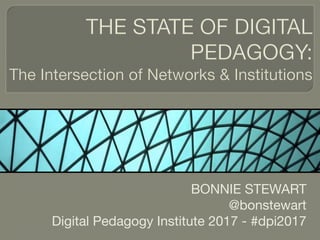 BONNIE STEWART
@bonstewart
Digital Pedagogy Institute 2017 - #dpi2017
 