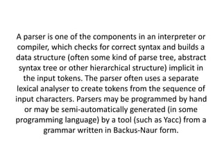 Diif bw parser and interpreter | PPT