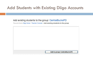 Add Students with Existing Diigo Accounts 